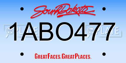 1ABO477 South Dakota License Plate