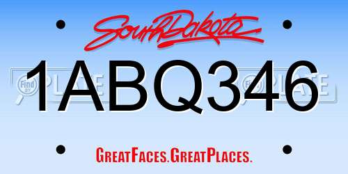 1ABQ346 South Dakota License Plate