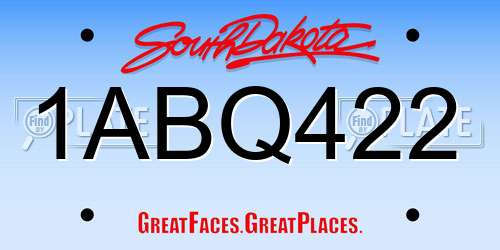 1ABQ422 South Dakota License Plate