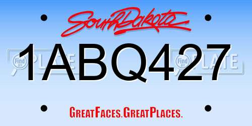 1ABQ427 South Dakota License Plate