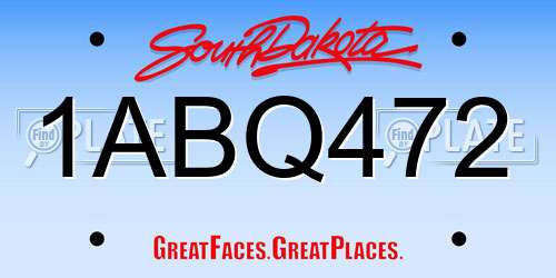 1ABQ472 South Dakota License Plate