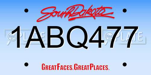 1ABQ477 South Dakota License Plate