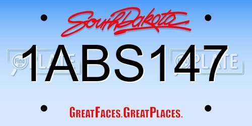 1ABS147 South Dakota License Plate