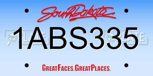 1ABS335 South Dakota License Plate