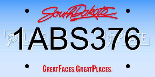 1ABS376 South Dakota License Plate