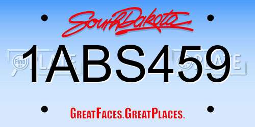 1ABS459 South Dakota License Plate
