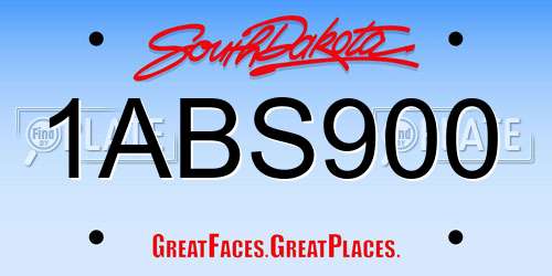 1ABS900 South Dakota License Plate