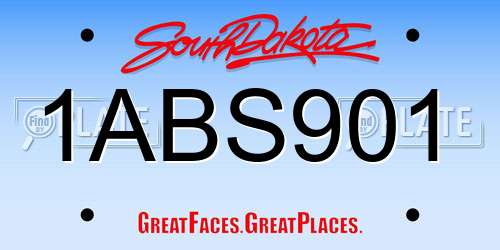 1ABS901 South Dakota License Plate