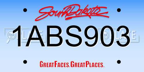 1ABS903 South Dakota License Plate