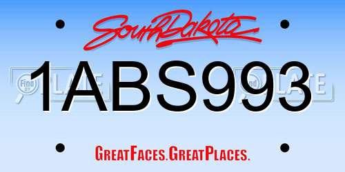 1ABS993 South Dakota License Plate