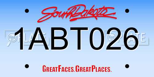 1ABT026 South Dakota License Plate