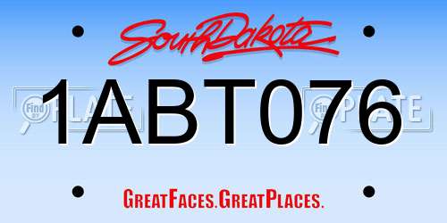1ABT076 South Dakota License Plate