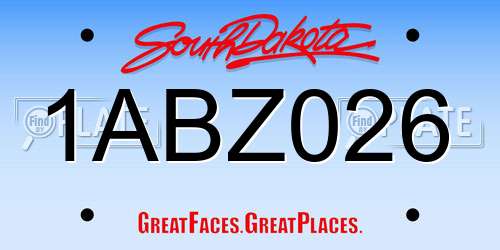 1ABZ026 South Dakota License Plate