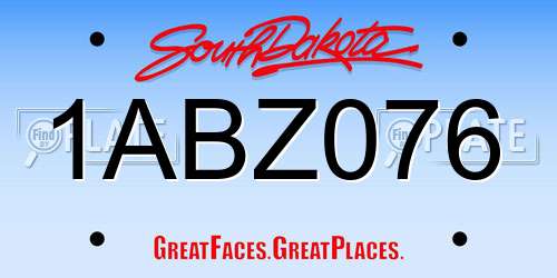 1ABZ076 South Dakota License Plate