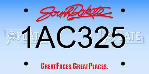 1AC325 South Dakota License Plate