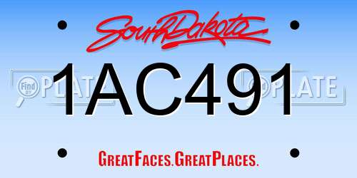 1AC491 South Dakota License Plate