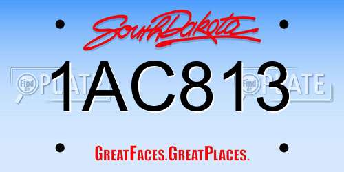 1AC813 South Dakota License Plate