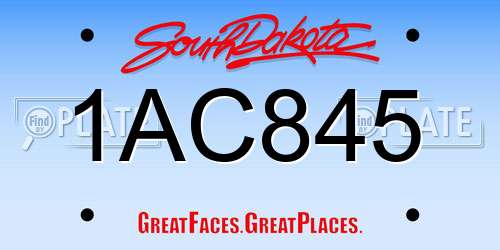 1AC845 South Dakota License Plate