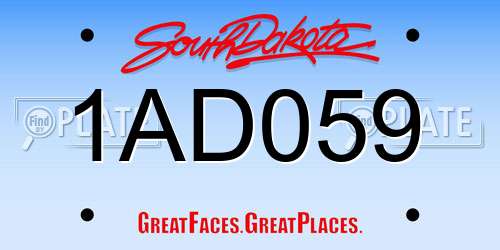 1AD059 South Dakota License Plate