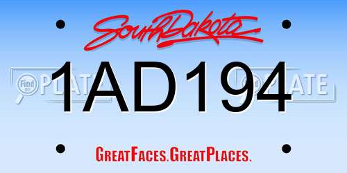 1AD194 South Dakota License Plate