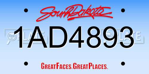 1AD4893 South Dakota License Plate