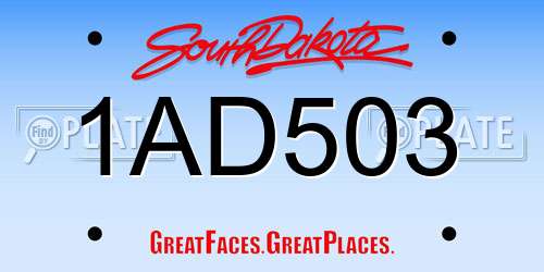 1AD503 South Dakota License Plate
