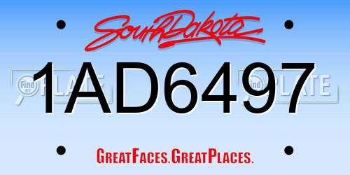 1AD6497 South Dakota License Plate
