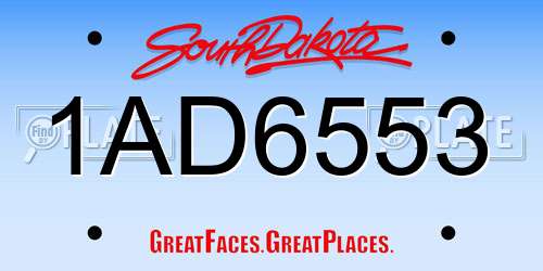 1AD6553 South Dakota License Plate