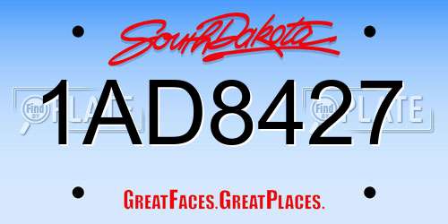 1AD8427 South Dakota License Plate