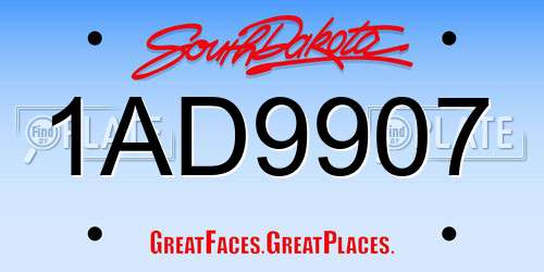 1AD9907 South Dakota License Plate