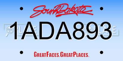 1ADA893 South Dakota License Plate