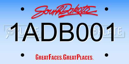 1ADB001 South Dakota License Plate