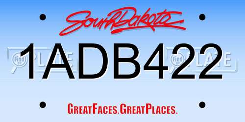 1ADB422 South Dakota License Plate