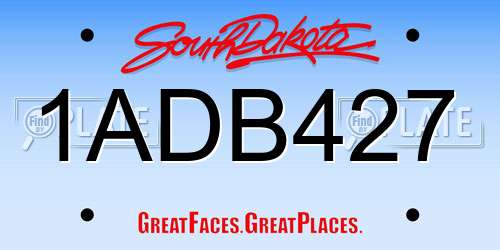 1ADB427 South Dakota License Plate