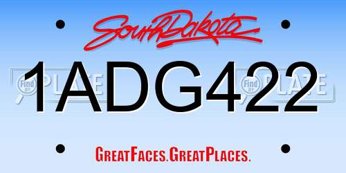 1ADG422 South Dakota License Plate