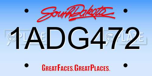1ADG472 South Dakota License Plate
