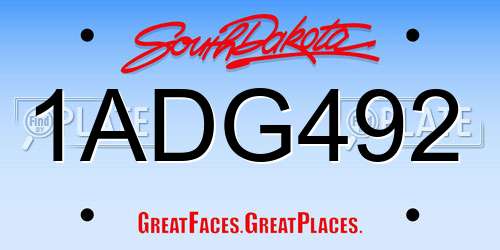 1ADG492 South Dakota License Plate