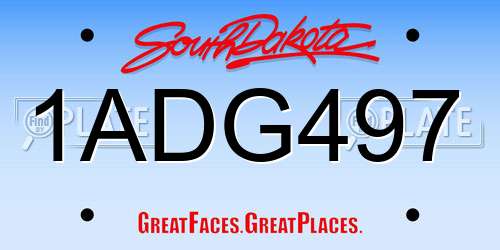 1ADG497 South Dakota License Plate