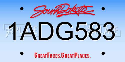 1ADG583 South Dakota License Plate