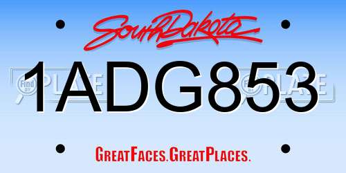 1ADG853 South Dakota License Plate