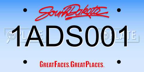 1ADS001 South Dakota License Plate