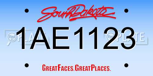 1AE1123 South Dakota License Plate