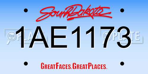 1AE1173 South Dakota License Plate