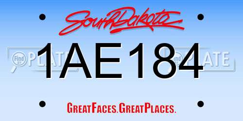 1AE184 South Dakota License Plate