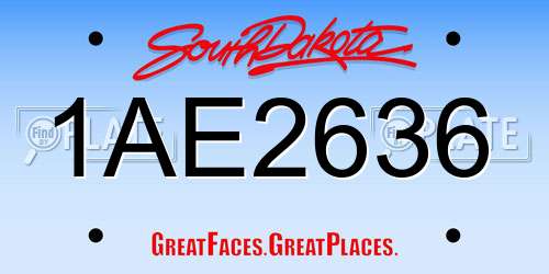 1AE2636 South Dakota License Plate