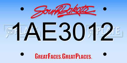 1AE3012 South Dakota License Plate