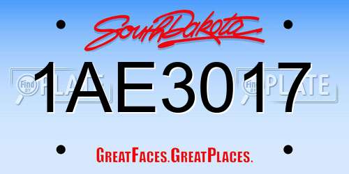 1AE3017 South Dakota License Plate