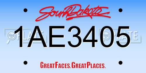 1AE3405 South Dakota License Plate