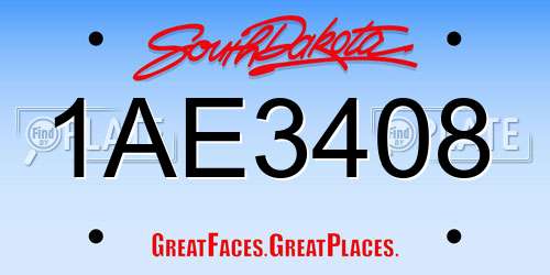 1AE3408 South Dakota License Plate