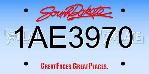 1AE3970 South Dakota License Plate